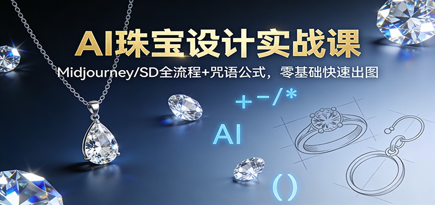 AI珠宝设计实战课：Midjourney/SD全流程+咒语公式，零基础快速出图-大川资源分享站