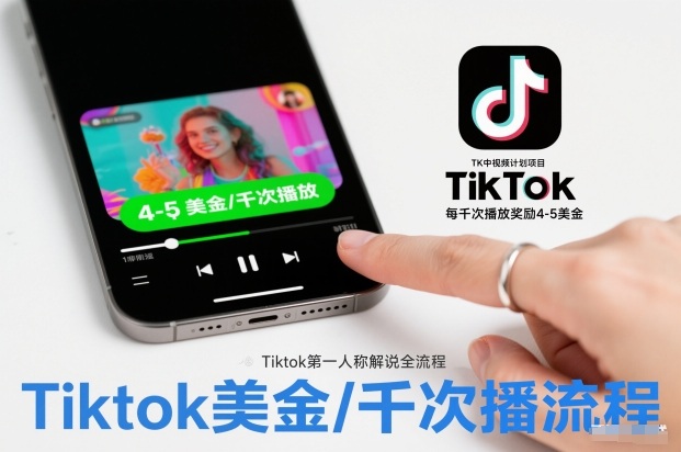 TK中视频计划项目，Tiktok第一人称解说流程，每干次播放奖励4-5美金-大川资源分享站