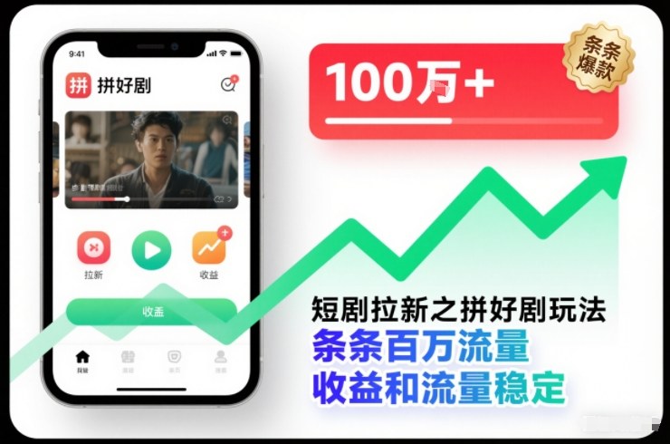 短剧拉新之拼好剧玩法，条条百万流量，收益和流量稳定-大川资源分享站
