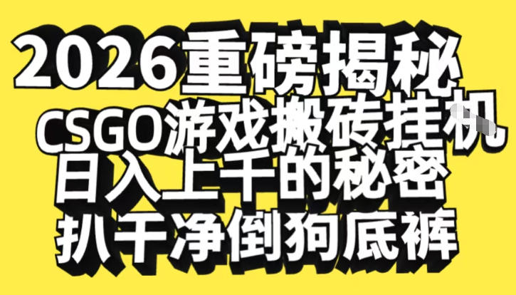 2026开年重磅解密，CSGO游戏搬砖挂G日入1k+的秘密，把倒狗的底裤扒干【揭秘】-大川资源分享站