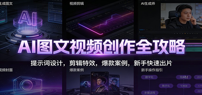 AI图文视频创作全攻略：提示词设计，剪辑特效，爆款案例，新手快速出片-大川资源分享站
