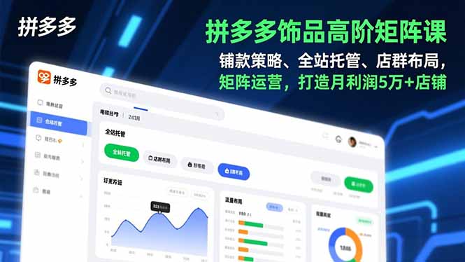 拼多多饰品高阶矩阵课，铺款策略、全站托管、店群布局，矩阵运营，打造月利润5万+店铺-大川资源分享站