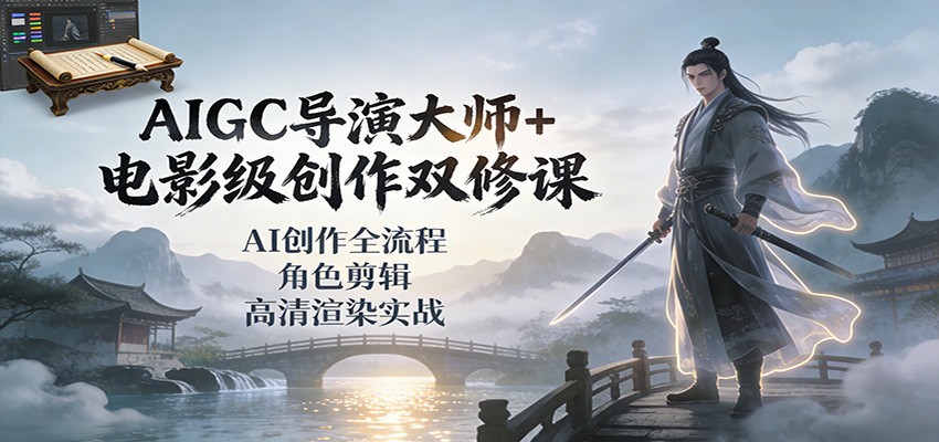 AIGC导演大师+电影级创作双修课：AI创作全流程、角色剪辑、高清渲染实战-大川资源分享站