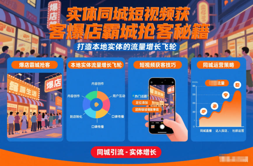 实体同城短视频获客爆店霸城抢客秘籍，打造本地实体的流量增长飞轮-大川资源分享站