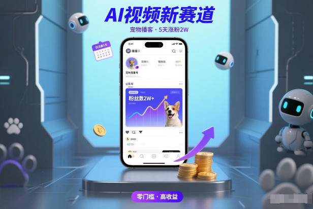 AI视频新赛道，宠物播客仅注册5天涨粉2W，收益非常可观-大川资源分享站