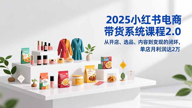 2025小红书电商带货系统课程2.0,从开店、选品、内容到变现的闭环,单店月利润达2万-大川资源分享站