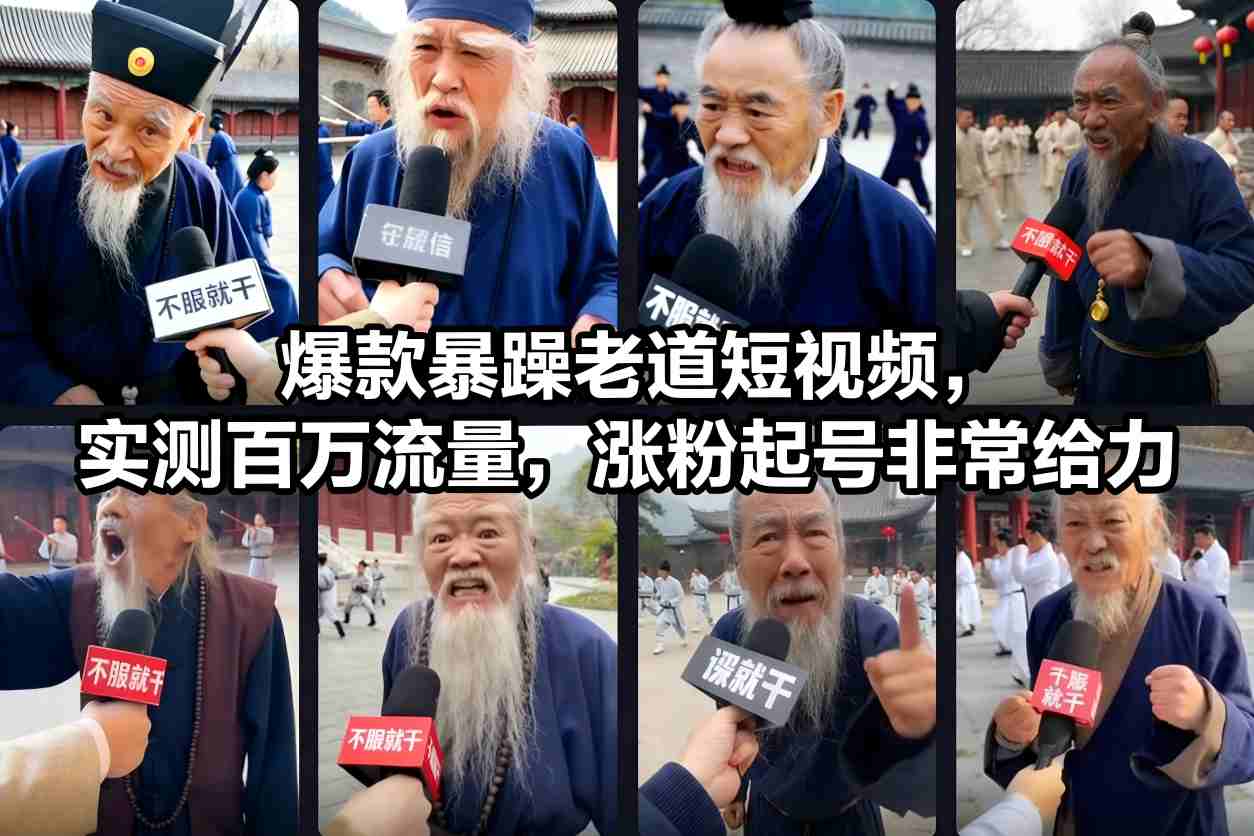 爆款暴躁老道短视频，实测百万流量，涨粉起号非常给力-大川资源分享站