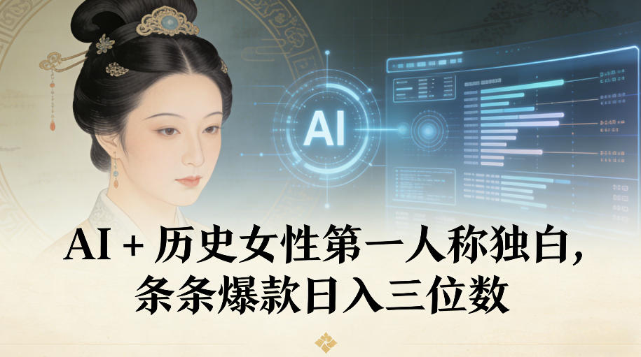 AI+历史女性第一人称独白，条条爆款日入三位数-大川资源分享站