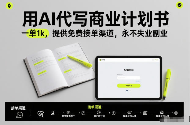用AI代写商业计划书,一单1k,提供免费接单渠道,永不失业副业-大川资源分享站