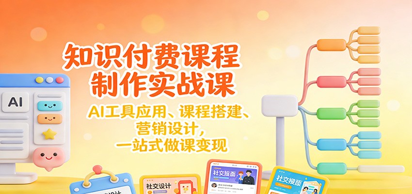 知识付费课程制作实战课：AI工具应用 、课程搭建、营销设计，一站式做课变现-大川资源分享站