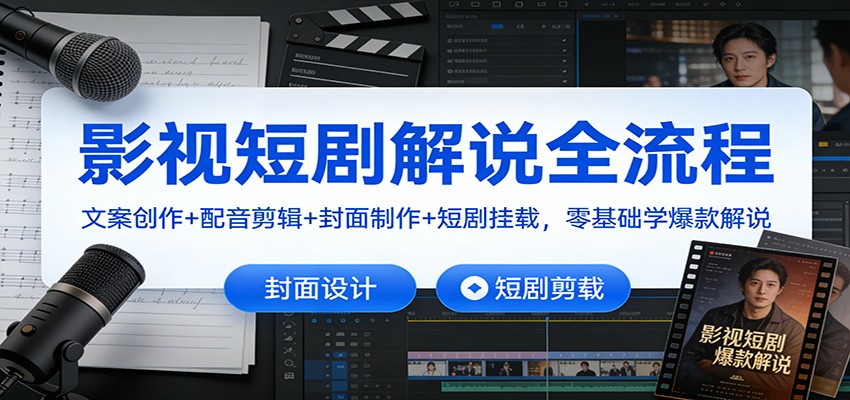影视短剧解说全流程：文案创作+配音剪辑+封面制作+短剧挂载，零基础学爆款解说-大川资源分享站