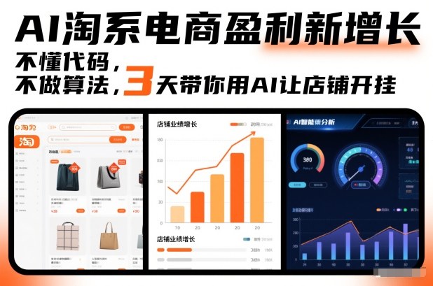 AI淘系电商盈利新增长，不懂代码，不做算法，3天带你用AI让店铺开挂-大川资源分享站
