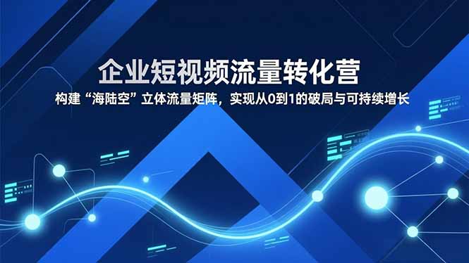 企业短视频流量转化营，构建“海陆空”立体流量矩阵，实现从0到1的破局与可持续增长-大川资源分享站