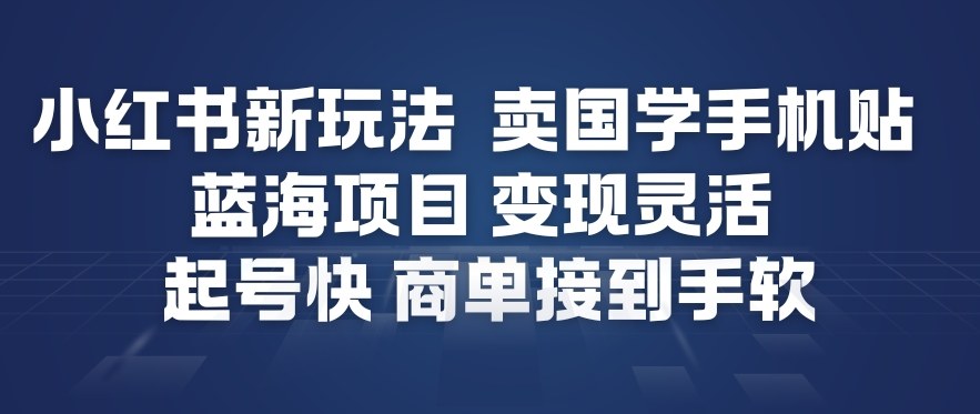 小红书新玩法，卖国学手机贴，蓝海项目，变现灵活，起号快，商单接到手软-大川资源分享站
