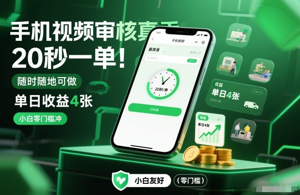 手机视频审核真香！20秒一单，随时随地可做，单日收益4张，小白零门槛冲【揭秘】-大川资源分享站