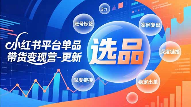 小红书平台单品带货变现营-更新，极致选品、账号标签、案例复盘，深度链接，快速启动稳定出单-大川资源分享站