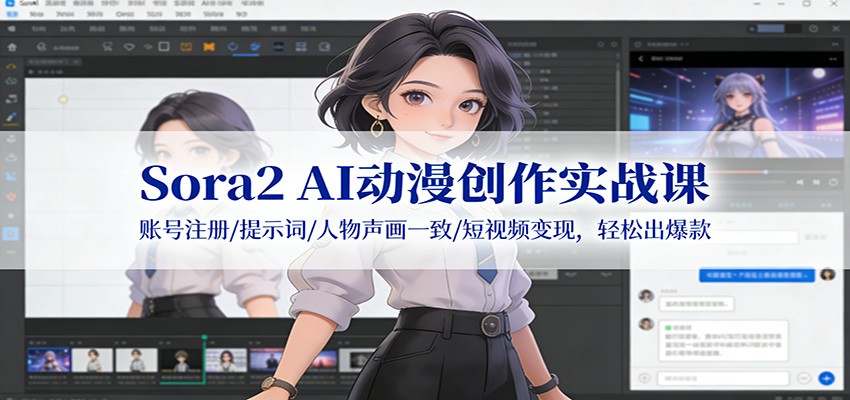 Sora2 AI动漫创作实战课：账号注册/提示词/人物声画一致/短视频变现，轻松出爆款-大川资源分享站