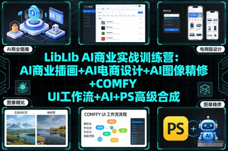 LibLIb AI商业实战训练营:AI商业插画+AI电商设计+AI图像精修+COMFY UI工作流+AI+PS高级合成-大川资源分享站