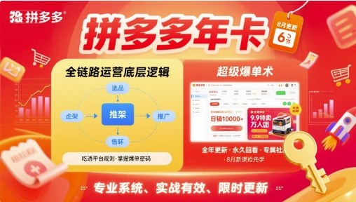 拼多多年卡,拼多多全链路运营底层逻辑,超级爆单术【更新26年1月】-大川资源分享站
