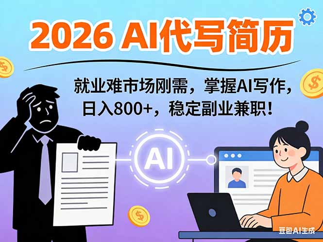 AI代写简历,超暴利,用万能模板月入1-3万实战教程,2026年市场刚需!-大川资源分享站