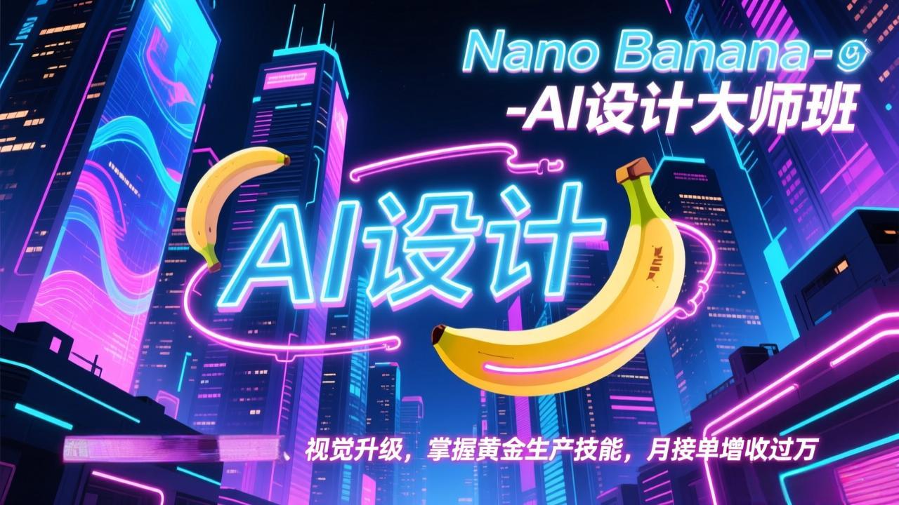 Nano Banana-AI设计大师班,修图合成、广告创作、视觉升级,掌握黄金生产技能,月接单增收过万-大川资源分享站