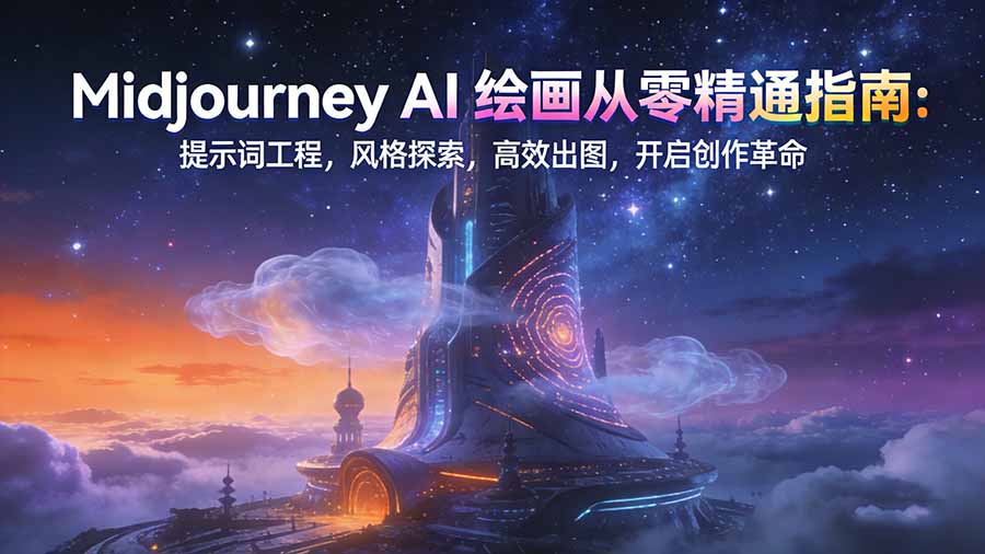 Midjourney AI绘画从零精通指南:提示词工程,风格探索,高效出图,开启创作革命-大川资源分享站
