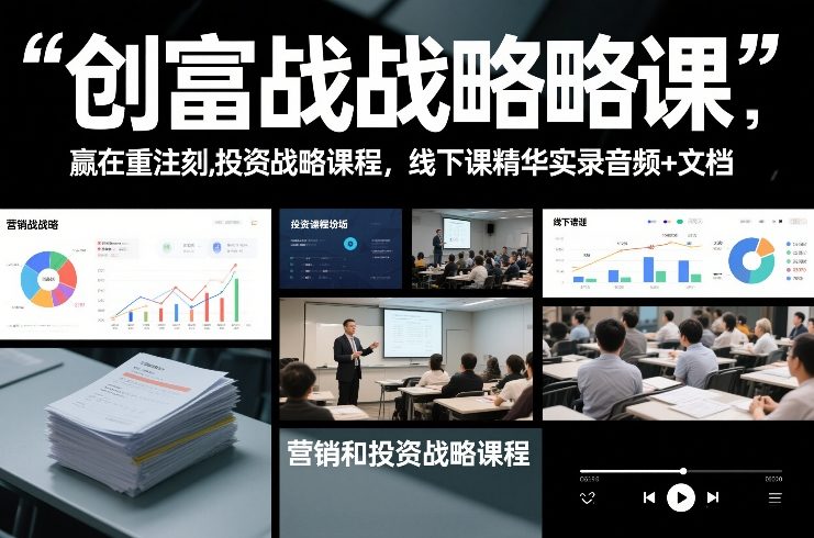 创富战略课，赢在重注时刻，营销和投资战略课程，线下课精华实录音频+文档-大川资源分享站