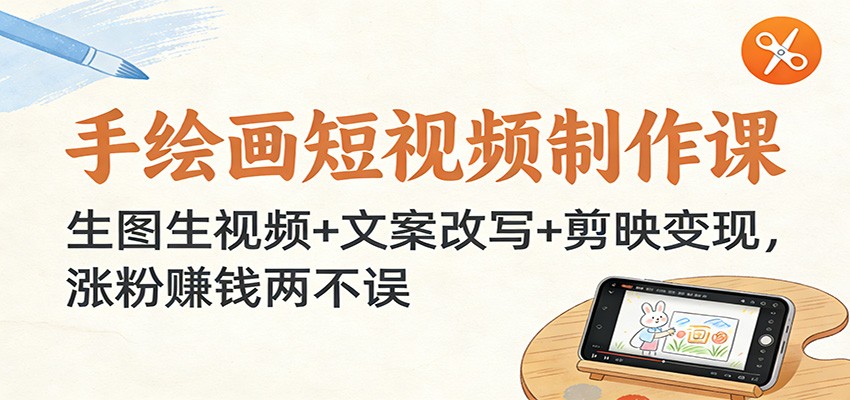 手绘画短视频制作课:生图生视频+文案改写+剪映变现,涨粉赚钱两不误-大川资源分享站