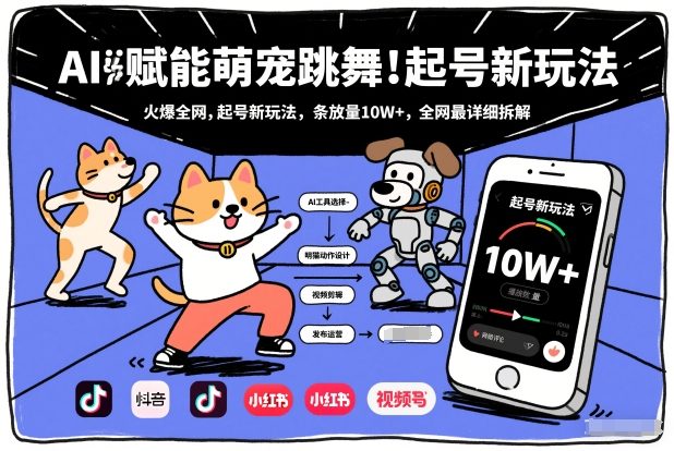 AI赋能萌宠跳舞，火爆全网，起号新玩法，条条播放量10W+，全网最详细拆解-大川资源分享站