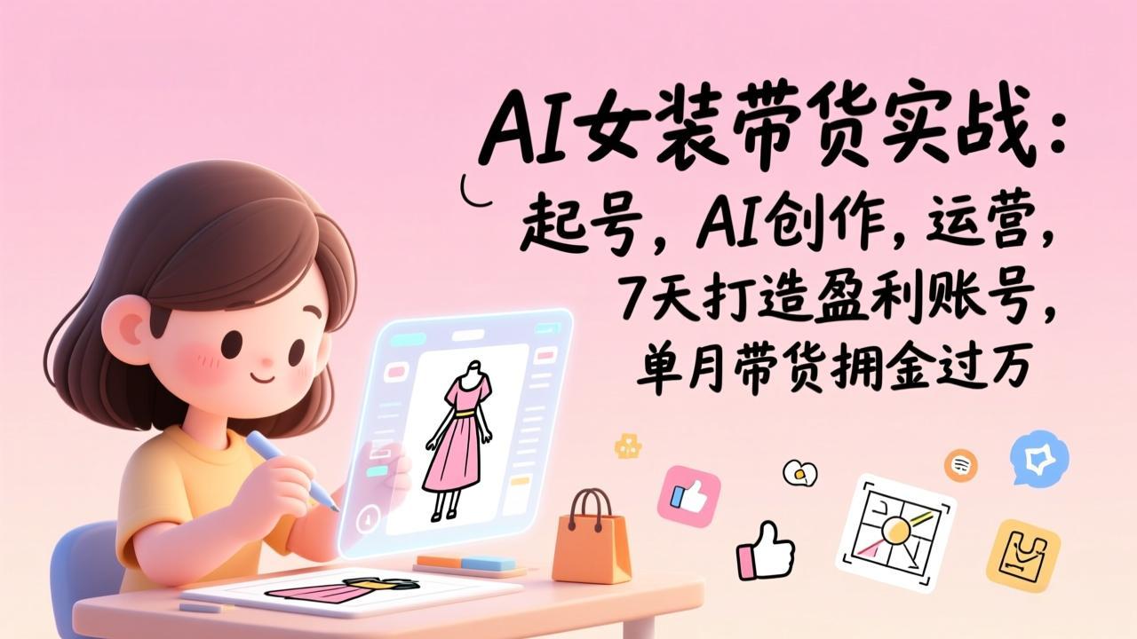 AI女装带货实战：起号，AI创作，运营，7天打造盈利账号，单月带货佣金过万-大川资源分享站