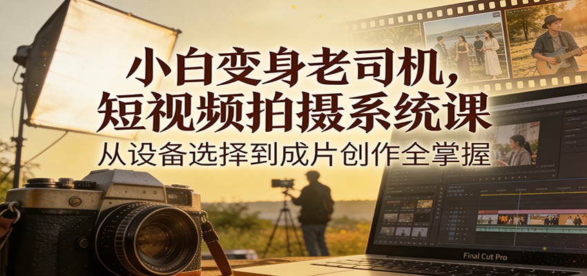 小白变身老司机，短视频拍摄系统课，从设备选择到成片创作全掌握-大川资源分享站