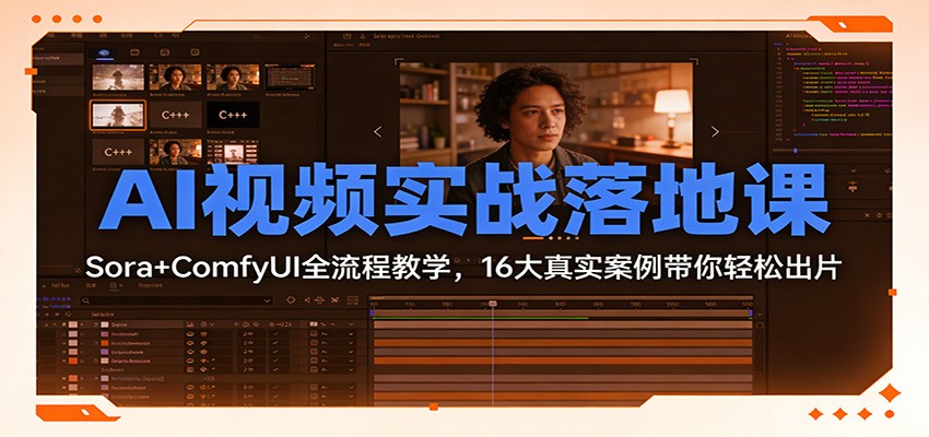 AI视频实战落地课：Sora+ComfyUI全流程教学，16大真实案例带你轻松出片-大川资源分享站