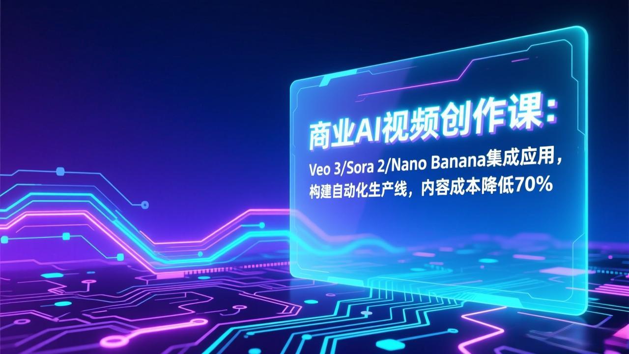商业AI视频创作课：Veo 3/Sora 2/Nano Banana集成应用，构建自动化生产线，内容成本降低70%-大川资源分享站