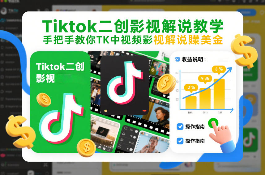 Tiktok二创影视解说教学，手把手教你TK中视频影视解说賺美金(更新26年1月)-大川资源分享站