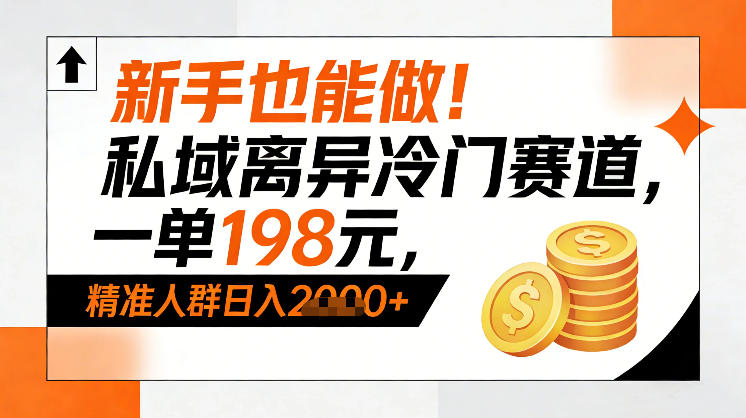 新手也能做！私域离异冷门赛道，一单198，精准人群日入1k+-大川资源分享站