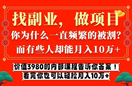 价值3980的网创内部课程，告诉你互联网创业月入10个W的秘密【揭秘】-大川资源分享站