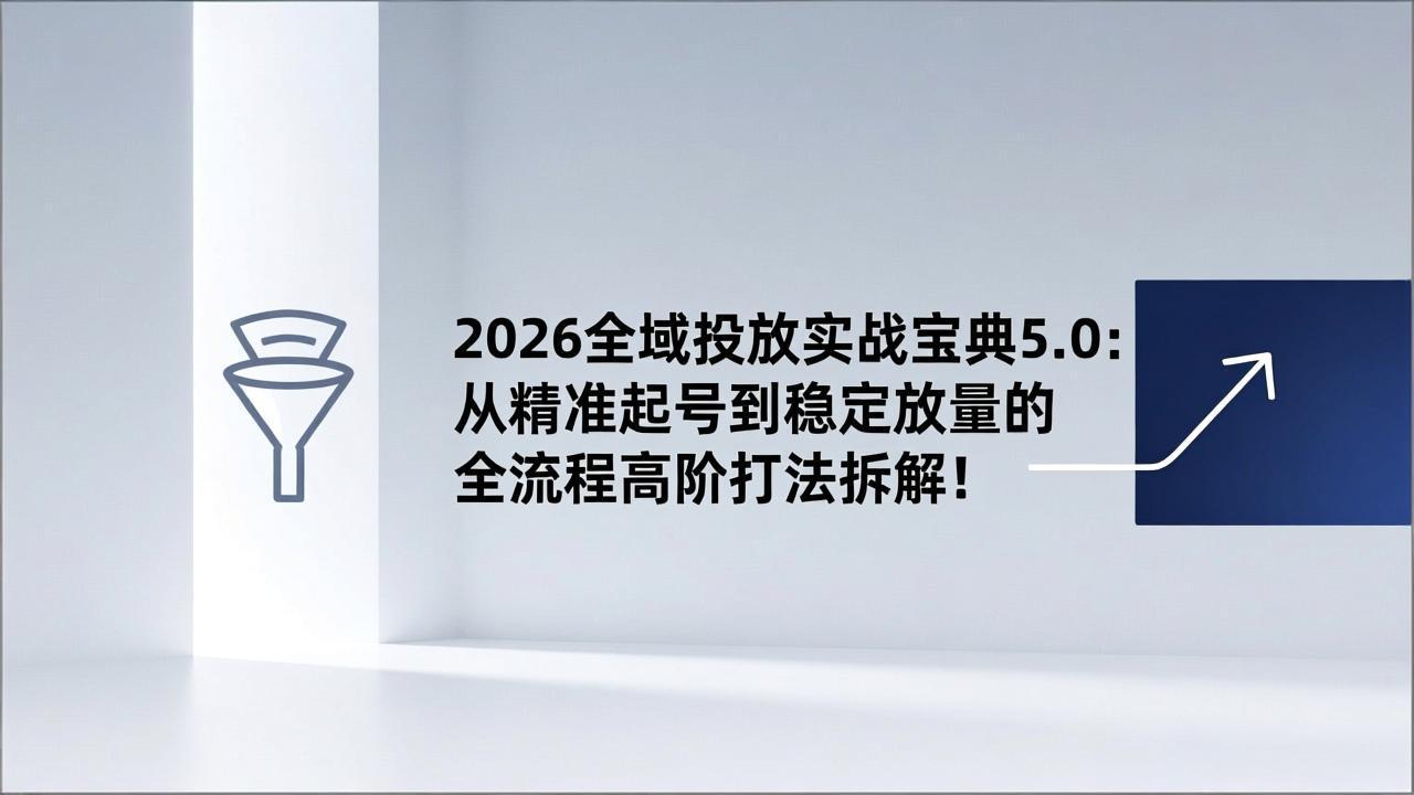 2026全域投放实战宝典5.0：从精准起号到稳定放量的全流程高阶打法拆解！-大川资源分享站
