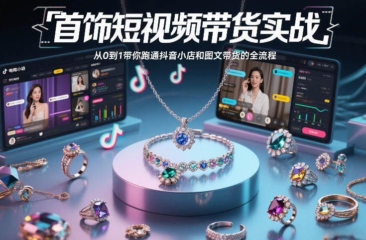 首饰短视频带货实战，从0到1带你跑通抖音小店和图文带货的全流程-大川资源分享站