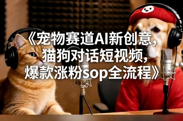 宠物赛道AI新创意，猫狗对话短视频，爆款涨粉sop全流程-大川资源分享站