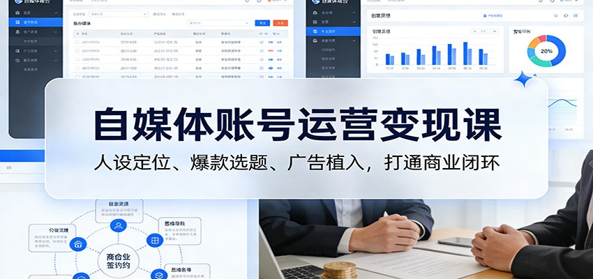 自媒体账号运营变现课：人设定位、爆款选题、广告植入，打通商业闭环-大川资源分享站