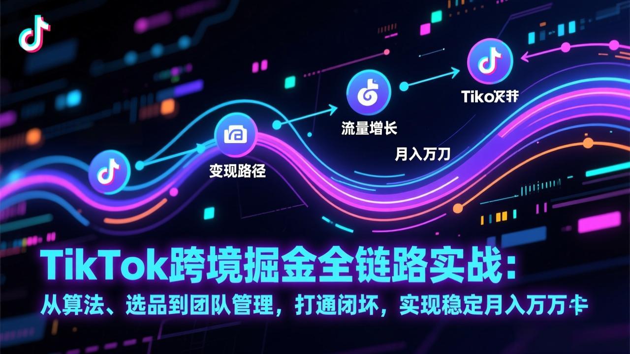 TikTok跨境掘金全链路实战：从算法、选品到团队管理，打通闭环，实现稳定月入万刀-大川资源分享站