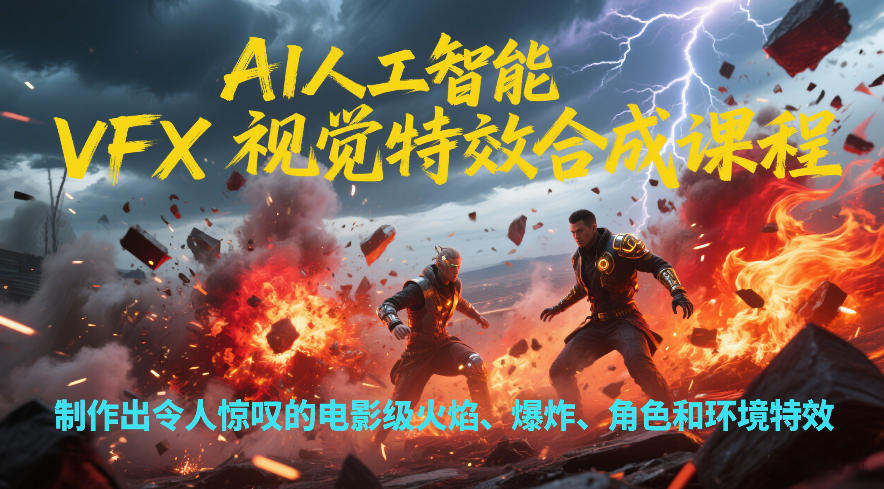 AI人工智能VFX视觉特效合成课程，制作出令人惊叹的电影级火焰、爆炸、角色和环境特效-大川资源分享站