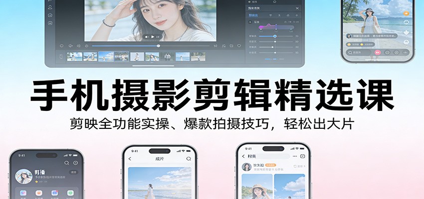 手机摄影剪辑精选课：剪映全功能实操、爆款拍摄技巧，轻松出大片-大川资源分享站