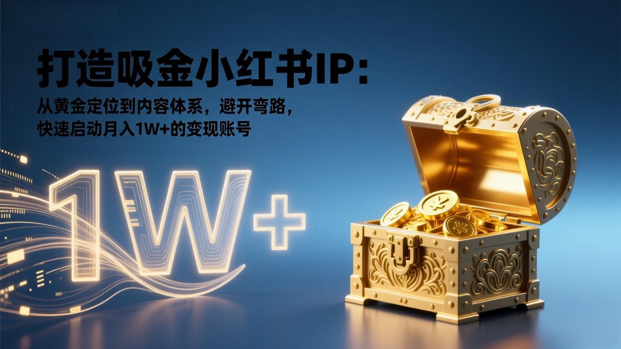 打造吸金小红书IP：从黄金定位到内容体系，避开弯路，快速启动月入1W+的变现账号-大川资源分享站