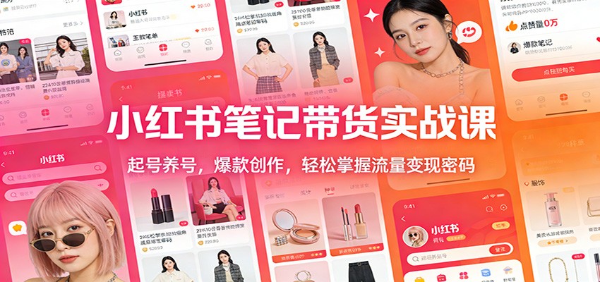 小红书笔记带货实战课：起号养号，爆款创作，轻松掌握流量变现密码-大川资源分享站