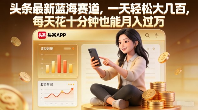 头条最新蓝海赛道，一天轻松大几张，每天花十分钟也能月入过1W【揭秘】-大川资源分享站