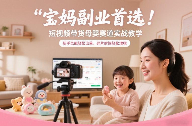 宝妈副业首选！短视频带货母婴赛道实战教学，新手也能轻松出单，碎片时间轻松增收-大川资源分享站