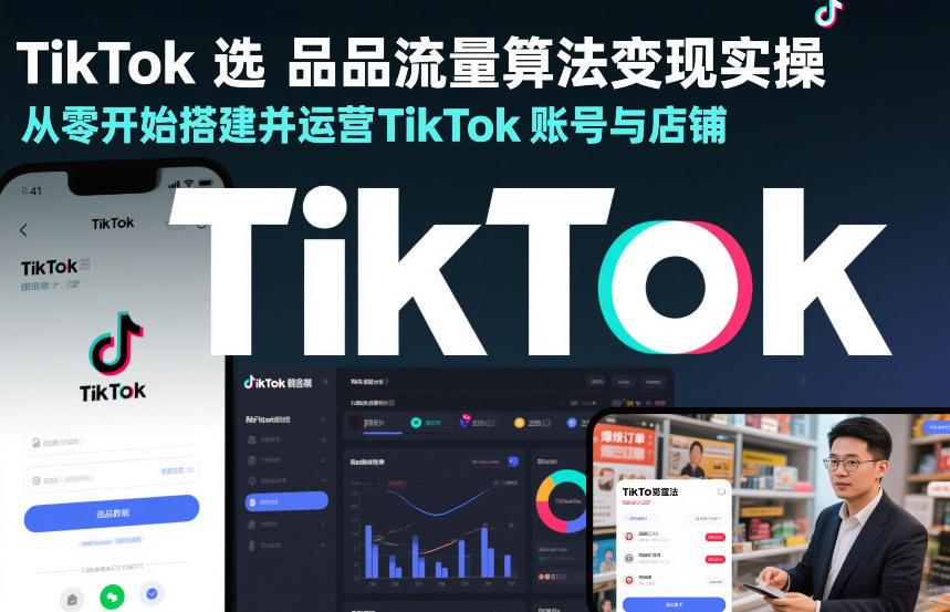 TikTok选品流量算法变现实操，从零开始搭建并运营TikTok账号与店铺-大川资源分享站