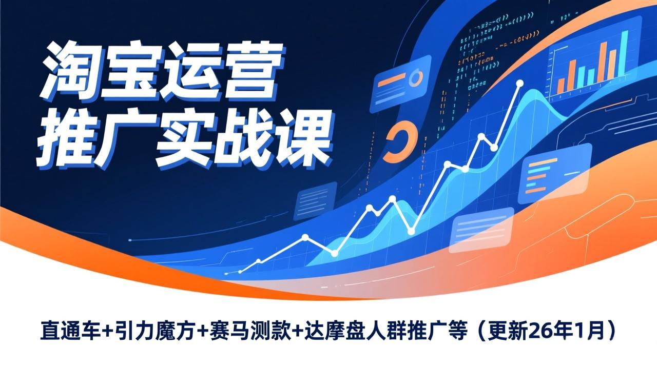 淘宝运营推广实战课，直通车+引力魔方+赛马测款+达摩盘人群推广等(更新26年1月-大川资源分享站