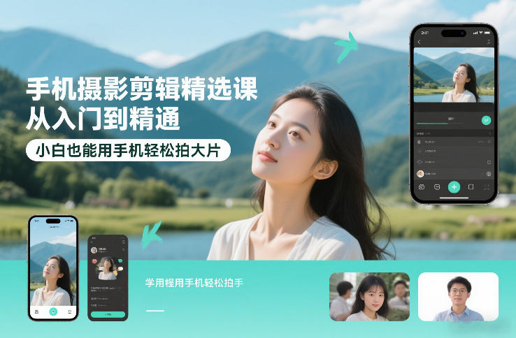 手机摄影剪辑精选课，从入门到精通，小白也能用手机轻松拍大片-大川资源分享站